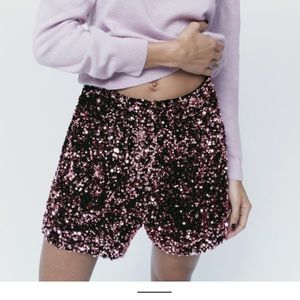 Zara sequin dart shorts